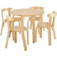 COSTWAY Kindersitzgruppe, (5-tlg), Kinderschreibtisch mit 4 Stühlen, aus Holz