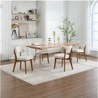 KLAM HOME Esszimmerstuhl Moderne Mid-Century-Stil Esszimmerstuhl Satz von 2, Massivholz Beine Stoff gepolsterten Sitz für Küche,Esszimmer oder Büro