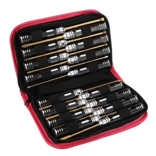 Yunzhong 16Pcs Hex Phillips Screw Nut Flat Screwdriver Tools Box Set with Bag for RC Model