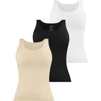 Janice Tanktop 3 x Damen Top Nazca Trägertop aus Baumwolle