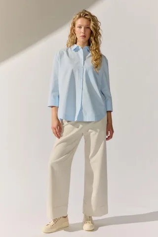 THE FASHION PEOPLE - Blouse Solid light bluebell - Gr. - 38