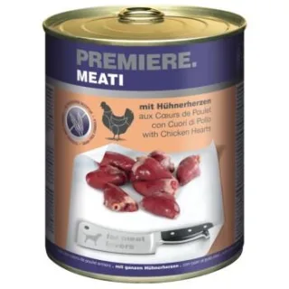 PREMIERE Meati Nassfutter Hund, Adult, Hühnerherzen 12x800 g