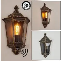 hofstein Außen-Wandleuchte »Viano« Wandlampe in antikem Look, aus Metall/Glas in Braun-Gold/Klar, ohne Leuchtmittel, Wandleuchte m. E27, m. Bewegungsmelder