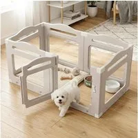 TLGREEN Freigehege 6-teilig Acryl Welpenlaufstall 129×68×60cm, Outdoor Indoor Hundezaun für kleine Hunde
