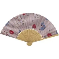 LK Trend & Style Handfächer Dekorativer Handfächer, Blumenmuster mit Streifen, (Spar-Set, 1-tlg., 21 cm, Bambus - Fächer in 4 Farben), absolut salonfähig sich eine kühle Brise zu gönnen