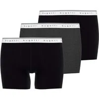 bugatti Boxershorts Pisa (3er Pack) breiter Bund, mit Logo, atmungsaktiv, Baumwollmix, eng, basic