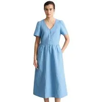 Marc O'Polo DENIM Sommerkleid regular aus Leinen-Baumwolle-Mix, gestreift
