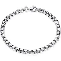 Materia Armband Herren Silber Venezianerkette massiv SA-92, 925 Sterling Silber, rhodiniert