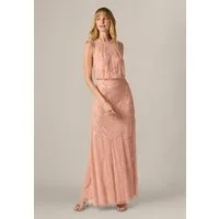 Adrianna Papell Abendkleid Petite Bead Blouson Long Dress Klassisches, zierliches Neckholder-Kleid mit Perlenverzierung