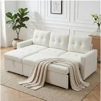 Jiexi Schlafsofa Ecksofa mit Schlaffunktion Teddy-Fleece L-Form Sofa Bettkasten