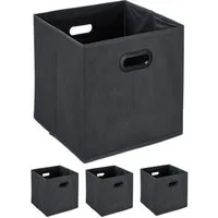 relaxdays Aufbewahrungsbox in Anthrazit 4er Set