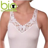 HERMKO Unterhemd Unterhemd mit Spitze Tank-Top, Bio-Baumwolle, mit großer Spitze, V-Neck