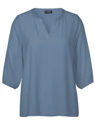 VIA APPIA DUE - Bluse V-Ausschnitt 3/4 Arm bleu - Gr. - 50
