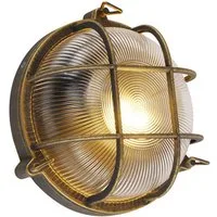 Qazqa Außen-Wandleuchte Nautica, ohne Leuchtmittel, Warmweiß, QAZQA Außen Wand­leuchte, e27, Gold, Aluminium, Industrie