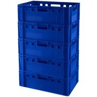 Logiplast Transportbehälter Eurokisten E2 Metzgerkiste Blau, (Spar-Set, 5 Stück), Lebensmittelecht, stapelbar, passend für Euro- und Industriepaletten