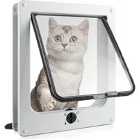 TUWENA Katzenklappe Katzenklappe 4 Wege Magnet-Verschluss,Wetterfest für Innen-/Außentüren, Silent manuelle Haustierklappe innentür in Wand/Holztür/Upvc