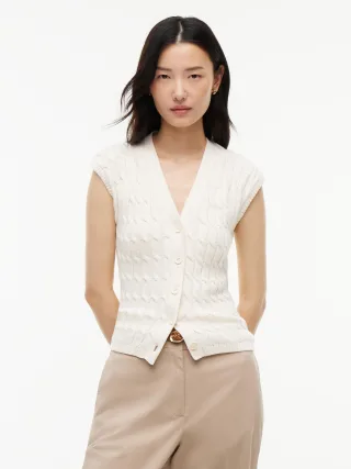MID GG CABLE VEST CARDI Ivory Petal - Gr. - L