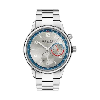 Nomos Glashütte Herrenuhr Club Sport neomatik Weltzeit silber 791