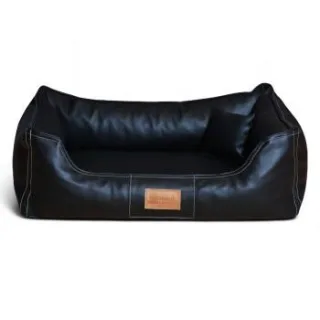 Tierlando ® Orthopädisches Hundebett Maddox Kunstleder Hundesofa Mittelgroß Große Hunde Hundesofa XL XXL schwarz 1 m, 25 cm, 75 cm