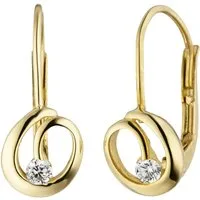 Schmuck Krone Paar Ohrhänger Ohrhänger 12,8x6,7mm 2 Zirkonia, 333 Gelbgold, Gold 333