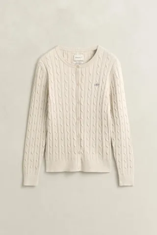 GANT - Strickjacke mit Zopfmuster faded beige - Gr. - S