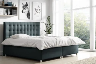 Boxspringbett Schlafzimmerbett ENZO Polyesterstoff Anthrazit 200x200cm
