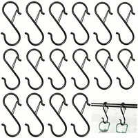 AFKSMILE S-Haken S Haken zum Aufhängen, S Haken mit Sicherheitsschnalle für Blumentöpfe, (18-St), S-förmige Haken für Utensilien,Schrankstange zum Aufhängen von Pflanze