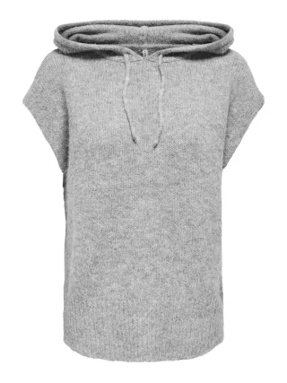 ONLY - ONLNELLIE SL HOODIE VEST CC KNT Light Grey Melange - Gr. - S
