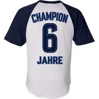 Baddery Print-Shirt Jungen Fußball Shirt in Trikot-Optik 6. Geburtstag: "Champion 6 Jahre", hochwertiger Siebdruck, aus Baumwolle