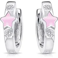 Materia Paar Creolen Kinderohrringe Zirkonia Stern Rosa SO-401, 925 Sterling Silber, rhodiniert