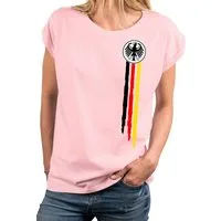 MAKAYA Print-Shirt Deutschland EM Trikot Damen Adler Flagge Fahne Fußball WM Top (Schwarz, Weiß, Blau, Grau, Grün, Rosa, 34, 36, 38, 40, 42, 44, 46, 48, 50) große Größen