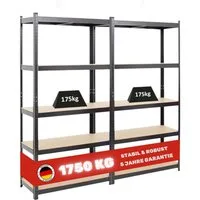 PROREGAL® Schwerlastregal MegaDeal Steckregal Kellerregal GORILLA mit 5 Fachböden Fachlast 175kg, Garagenregal Werkstattregal Lagerregal Lastenregal mit 5 MDF-Fachböden
