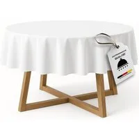 texpot Tischdecke Tischtuch rund Damast weiß 100% Baumwolle (1-tlg)