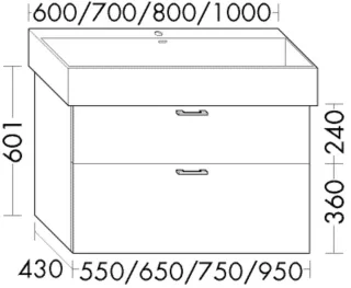 Burgbad Waschtischunterschrank Sys30 PG1 Aqua 601x550x430 Eiche Dekor Silber, WXXZ055F6023 WXXZ055F6023