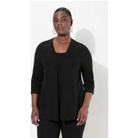 Ulla Popken Druckbluse 2-in-1-Blusenshirt Glitzer V-Ausschnitt 3/4-Arm