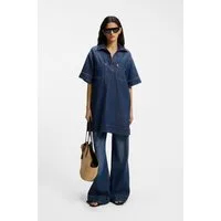BOSS ORANGE Polokleid POLO DRESS Premium Damenmode im Denim-Look, weite Ärmel