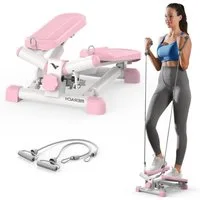 MERACH Mini-Stepper 2-in-1 Mini Stepper für Zuhause, Drehstepper und Sidestepper (mit LCD-Monitor, Power Ropes, Belastbarkeit bis 150 kg, für Bein/Arm/Butt Training, Anfänger & Fortgeschrittene), Fitnessübungen für das Heimbüro, Hometrainer Widerstan