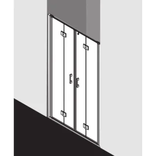 Kermi Liga Pendel-Falttür 4-tlg. in Nische LI2T4120181AK 120x185cm, silber mattglanz, ESG klar, auf Duschwanne