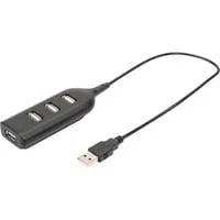 USB 2.0 Hub, 4-Port, USB-Hub schwarz