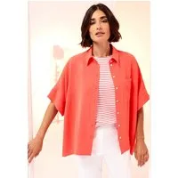 bianca Kurzarmbluse SABEA mit Hemdblusenkragen und in cooler Trendfarbe