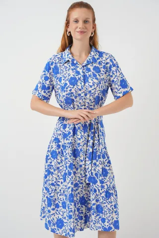 Muster Midi Hemdbl dress