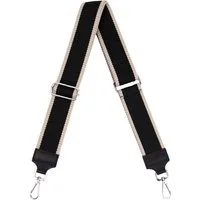 MIRROSI Schulterriemen Made in Italy aus Echtleder Schultergurt für Tasche zum Wechseln (Schwarz, Karabiner in silberner Farbe, 1x Taschengurt) 5cm Breit Bohemian Style