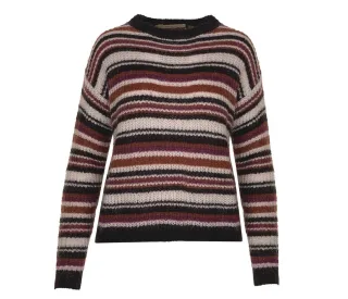 la fée maraboutée - Gestreifter Pullover weiß/schwarz/rot - Gr. - L