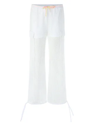 Marc Cain Sports - Hose WASHINGTON Wide Fit mit Lochmuster white - Gr. - 36