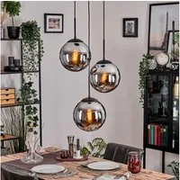 hofstein Hängeleuchte moderne Hängelampe aus Metall/Glas in Schwarz/Chromfarben/Rauchfarben, ohne Leuchtmittel