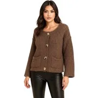 Worldclassca Cardigan WORLDCLASSCA Damen Oversize Cardigan Strickjacke mit Knöpfen Fashion Neue Kollektion - Stilvolle und gemütliche Strickmode für Damen