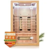 Artsauna Infrarotkabine Kiruna120 Dual Technologie, BxTxH: 120 x 105 x 190 cm, für 2 Personen, Hemlock-Holz, HiFi-System, Ionisator, LED-Farblicht