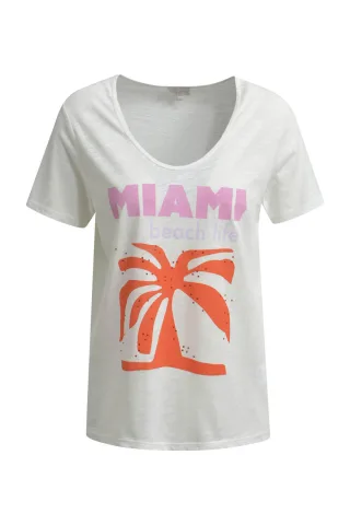 Milano Italy - T-Shirt w roundneck, 1/4 sleeves offwhite - Gr. - M