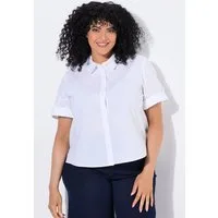 Ulla Popken Hemdbluse Papertouch-Bluse Hemdkragen Halbarm