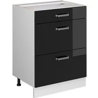 Vicco Unterschrank R-Line Schwarz Hochglanz/Weiß, 60cm mit Schubladen ohne Arbeitsplatte (1-St)
